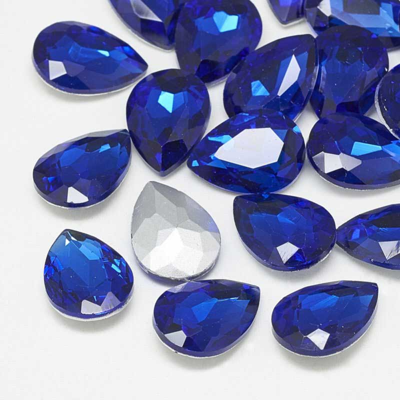 Fancy Rhinestone - 13x18mm Faceted Pear Drop - Cobalt Blue (5)