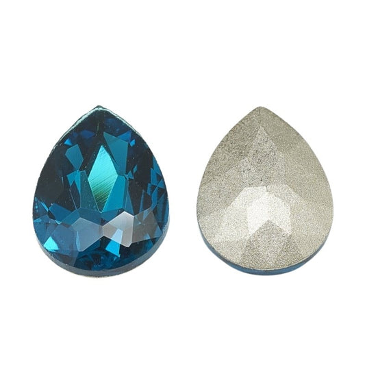 Fancy Rhinestone - 13x18mm Faceted Pear Drop - Capri Blue (5)