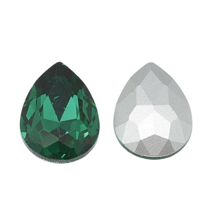 Fancy Rhinestone - 13x18mm Faceted Pear Drop - Emerald (5)