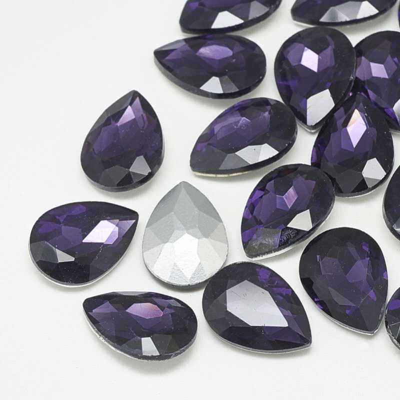 Fancy Rhinestone - 13x18mm Faceted Pear Drop - Tanzanite (5)