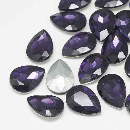 Fancy Rhinestone - 13x18mm Faceted Pear Drop - Tanzanite (5)