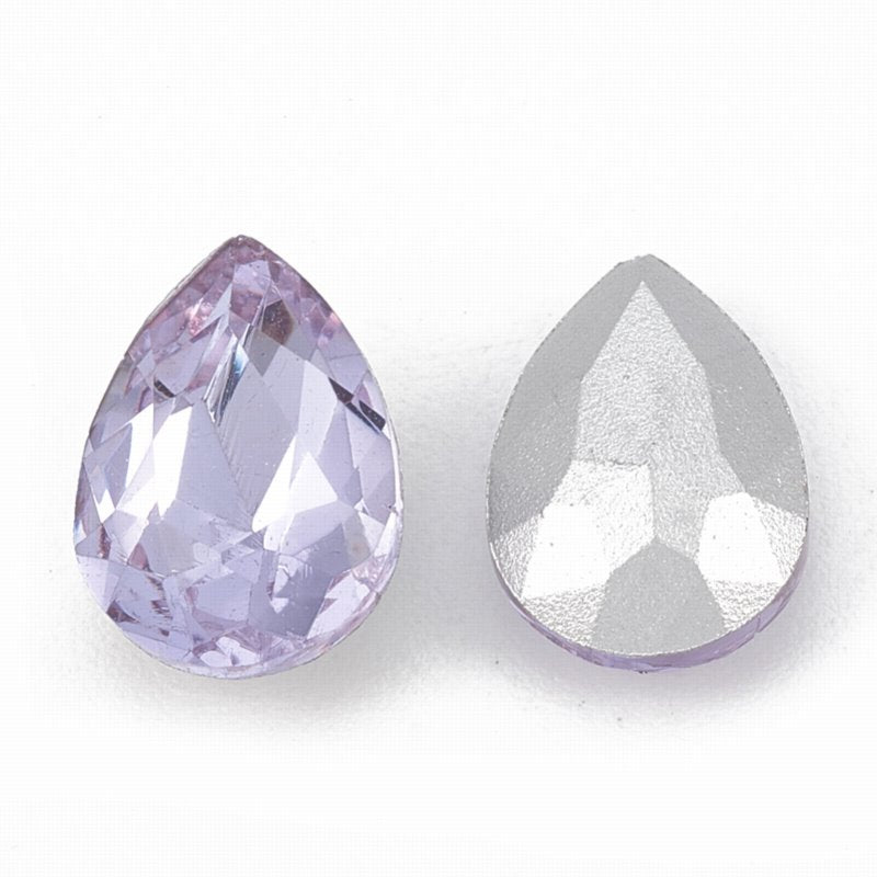 Fancy Rhinestone - 13x18mm Faceted Pear Drop - Light Violet (5)