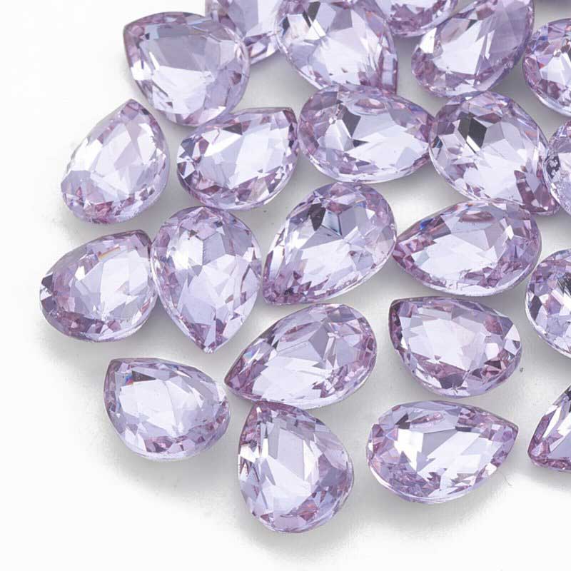 Fancy Rhinestone - 13x18mm Faceted Pear Drop - Light Violet (5)