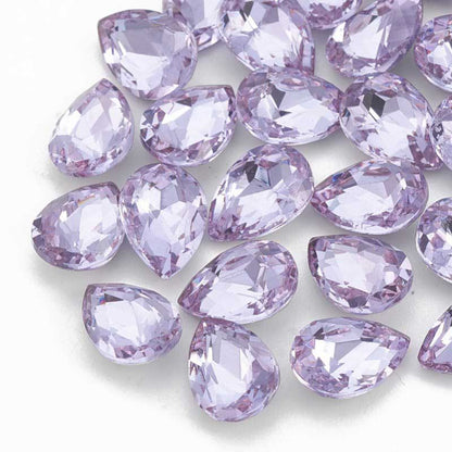Fancy Rhinestone - 13x18mm Faceted Pear Drop - Light Violet (5)