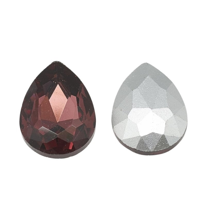 Fancy Rhinestone - 13x18mm Faceted Pear Drop - Burgundy (5)