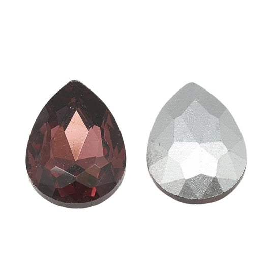 Fancy Rhinestone - 13x18mm Faceted Pear Drop - Burgundy (5)