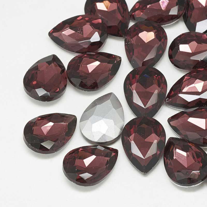 Fancy Rhinestone - 13x18mm Faceted Pear Drop - Burgundy (5)