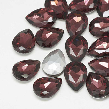 Fancy Rhinestone - 13x18mm Faceted Pear Drop - Burgundy (5)