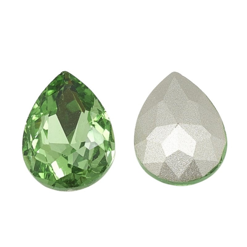Fancy Rhinestone - 13x18mm Faceted Pear Drop - Peridot (5)