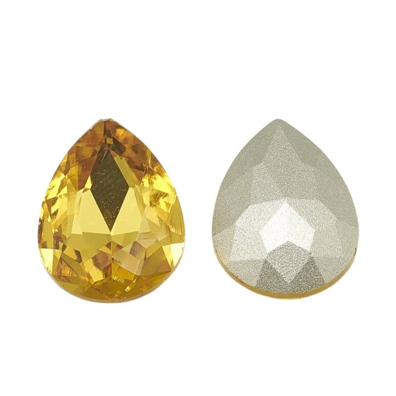 Fancy Rhinestone - 13x18mm Faceted Pear Drop - Topaz (5)
