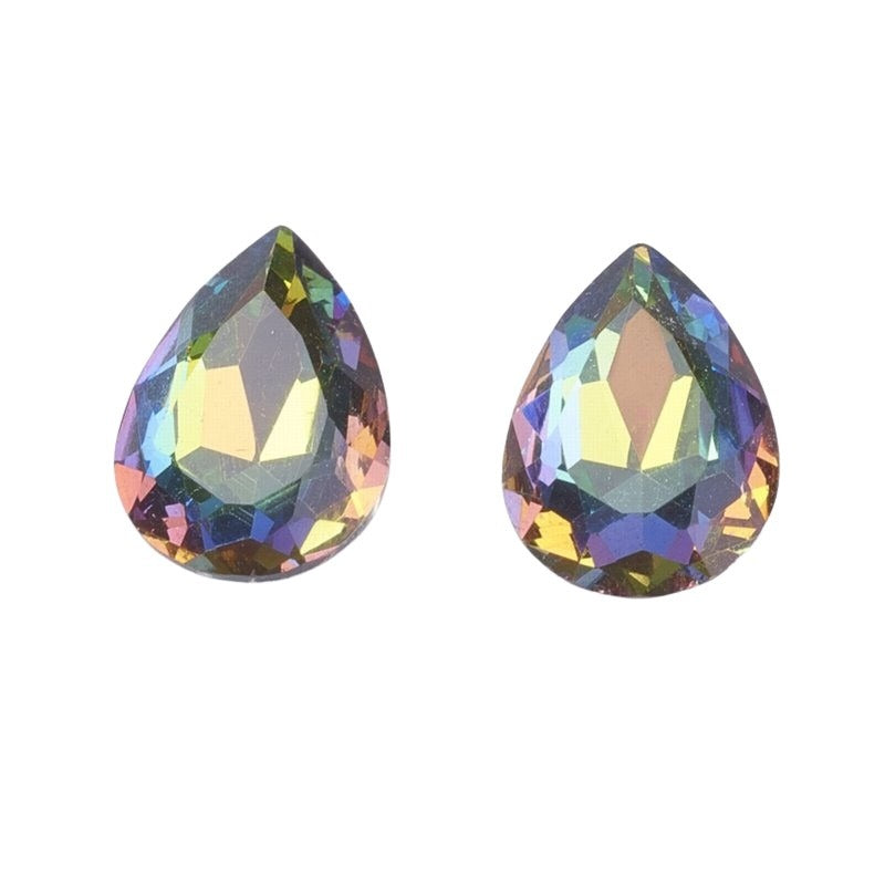 Fancy Rhinestone - 13x18mm Faceted Pear Drop - Crystal Vitrail Medium (2)