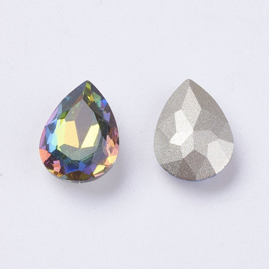 Fancy Rhinestone - 13x18mm Faceted Pear Drop - Crystal Vitrail Medium (2)