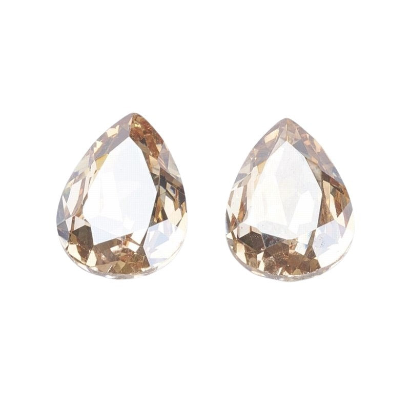 Fancy Rhinestone - 13x18mm Faceted Pear Drop - Crystal Golden Shadow (2)