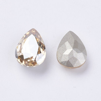 Fancy Rhinestone - 13x18mm Faceted Pear Drop - Crystal Golden Shadow (2)