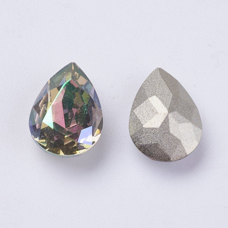 Fancy Rhinestone - 13x18mm Faceted Pear Drop - Crystal Vitrail Light (2)
