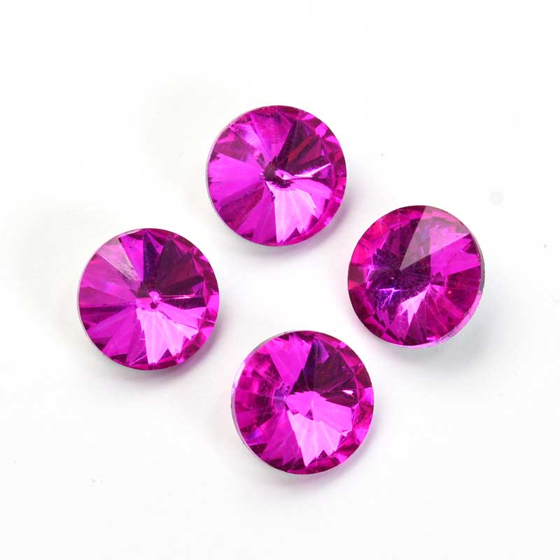 Faceted Fancy Crystal Rhinestone - 10mm Rivoli - Hot Fuchsia (5)