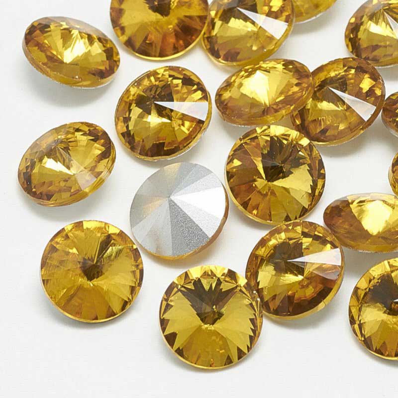 Faceted Fancy Crystal Rhinestone - 18mm Rivoli - Topaz (5)