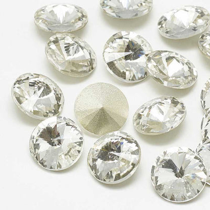 Faceted Fancy Crystal Rhinestone - 12mm Rivoli - Crystal (5)