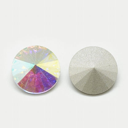 Faceted Fancy Crystal Rhinestone - 14mm Rivoli - Crystal AB (5)