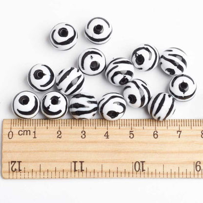 Bubblegum Beads - 11mm Round - Zebra (30)