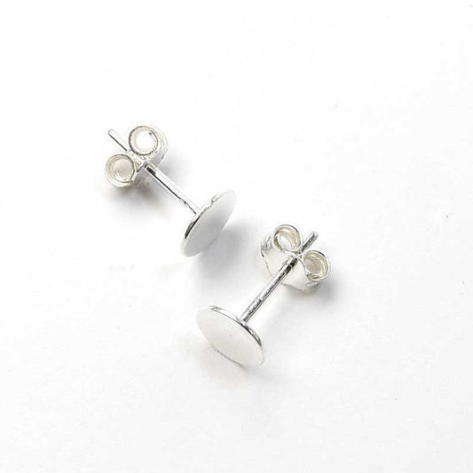 Earring - 6mm Stud with Disc for Glue - Sterling (pair)