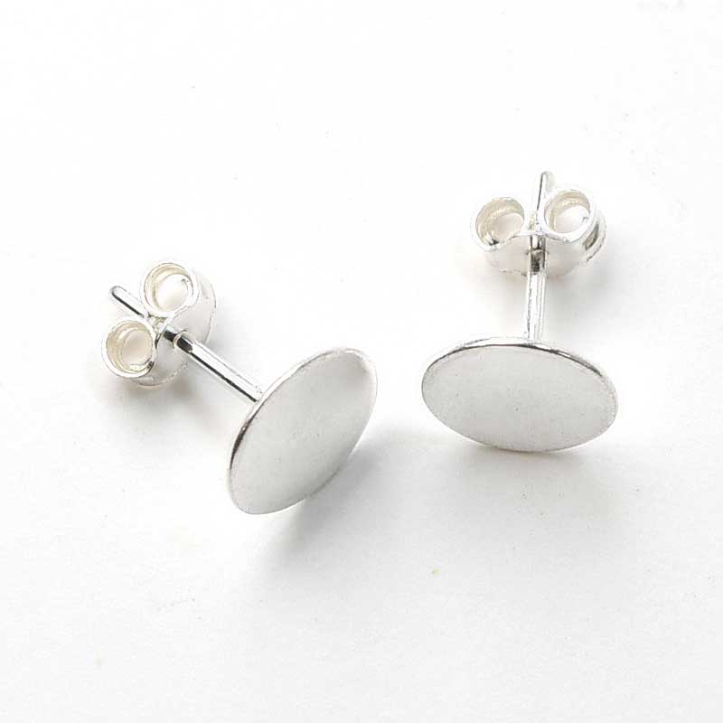 Earring - 8mm Stud with Disc for Glue - Sterling (pair)