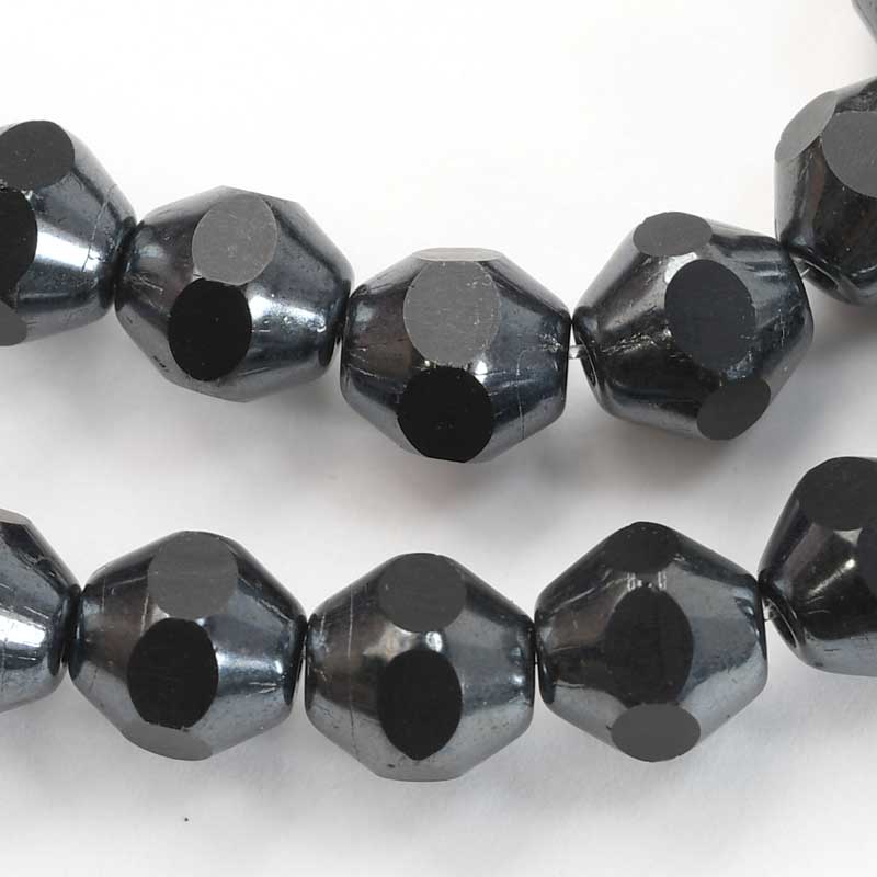 Fire Polish Beads - 8mm - Cut Bicones - Gunmetal (strand 25)