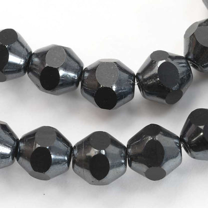 Fire Polish Beads - 8mm - Cut Bicones - Gunmetal (strand 25)