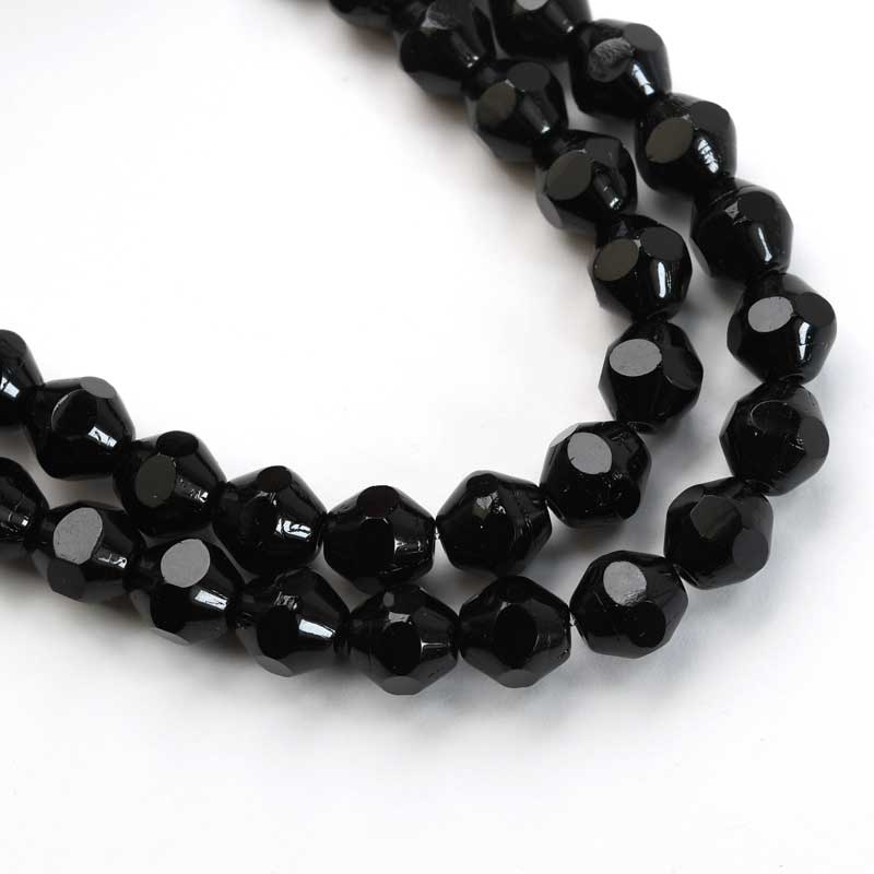 Fire Polish Beads - 8mm - Cut Bicones - Jet (strand 25)