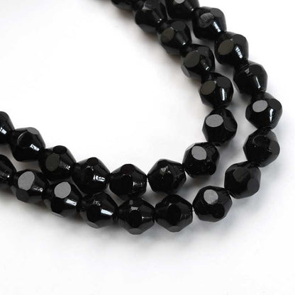 Fire Polish Beads - 8mm - Cut Bicones - Jet (strand 25)
