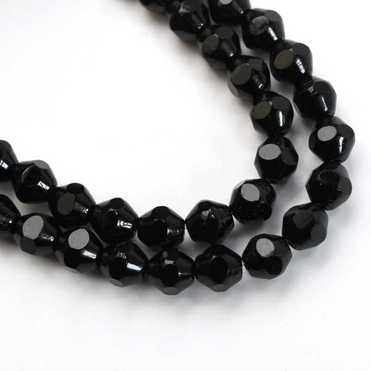 Fire Polish Beads - 8mm - Cut Bicones - Jet (strand 25)