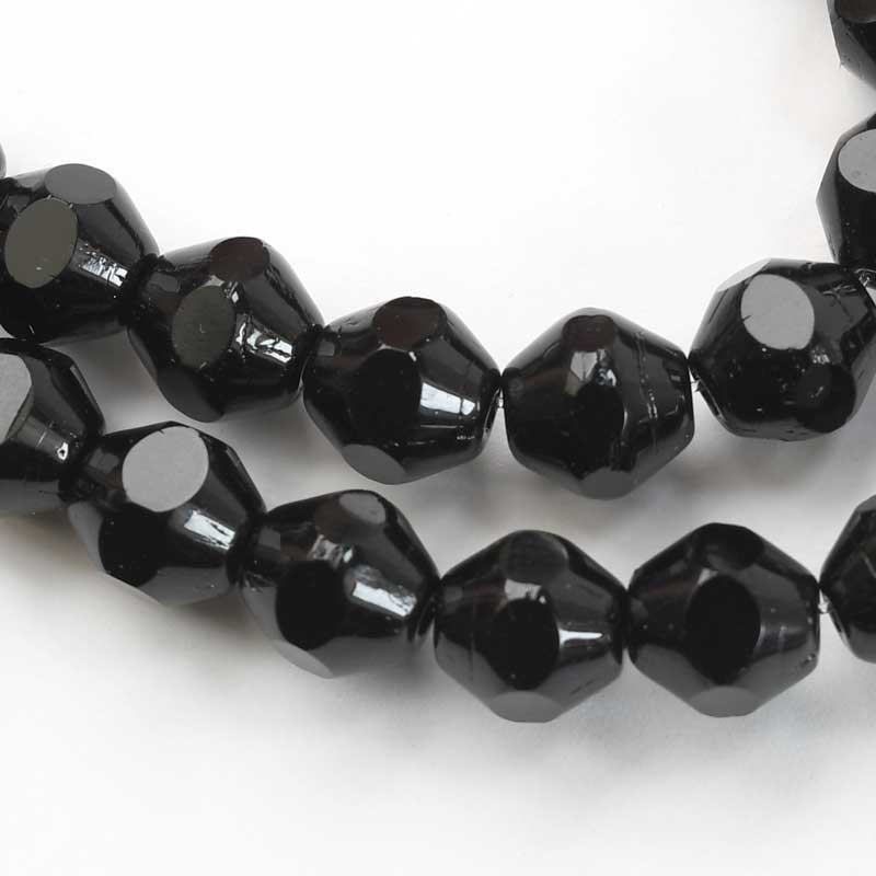 Fire Polish Beads - 8mm - Cut Bicones - Jet (strand 25)
