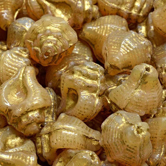 Glass Bead Murex Shell - Gold Washed Alabaster (20)