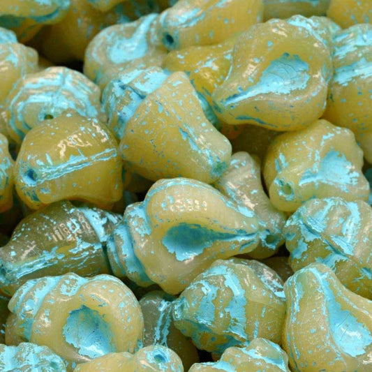 Glass Bead Murex Shell - Turquoise Washed Alabaster (20)
