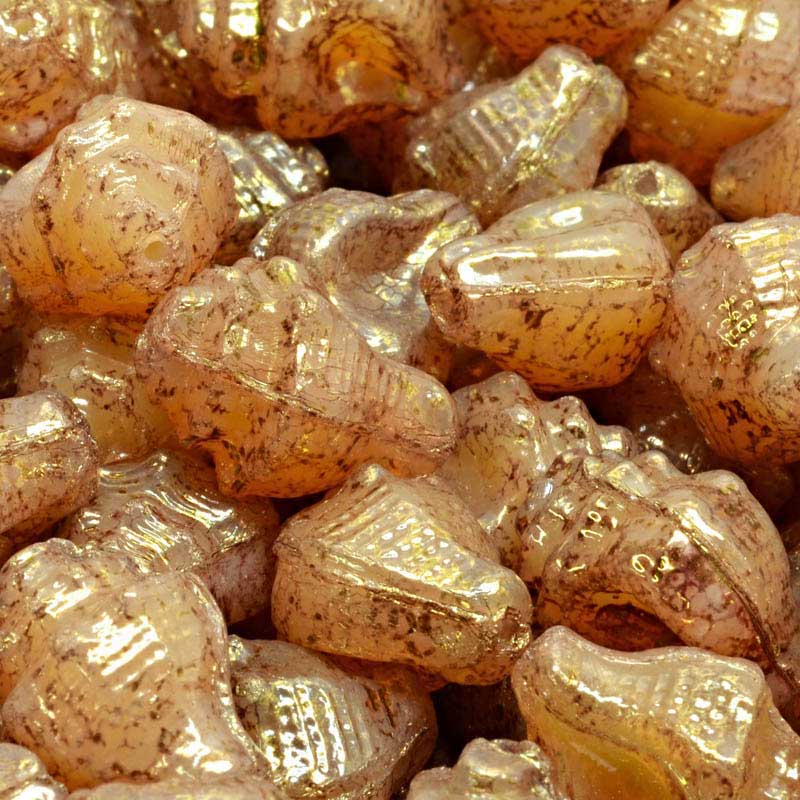 Glass Bead Murex Shell - Glazed Cinnamon (20)