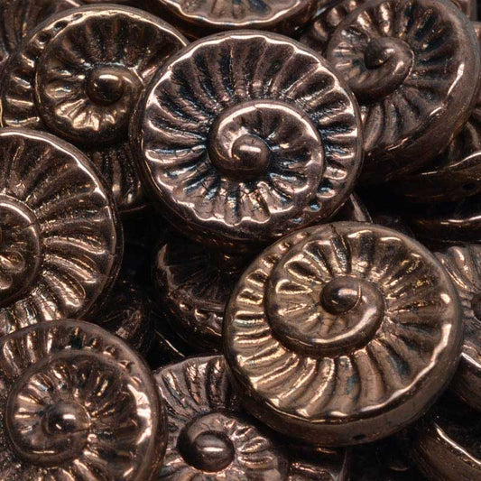 Glass Beads - Spiral Fossil - Antique Bronze (10)