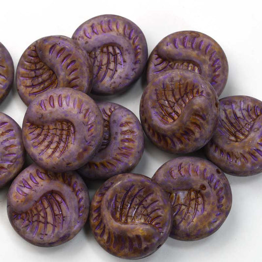 Glass Beads - Fossil Coin - Blackberry Cordial Matte (10)