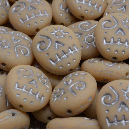Glass Beads - Voodoo Funny Face - Silver Washed Ivory Matte (10)