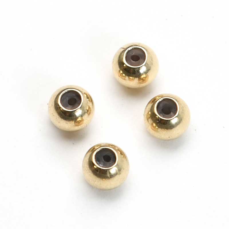 Silicone Filled Slider Smart Bead - 3mm Round - Gold-filled (4)