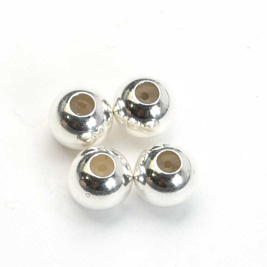Silicone Filled Slider Smart Bead - 4mm Round - Sterling (4)
