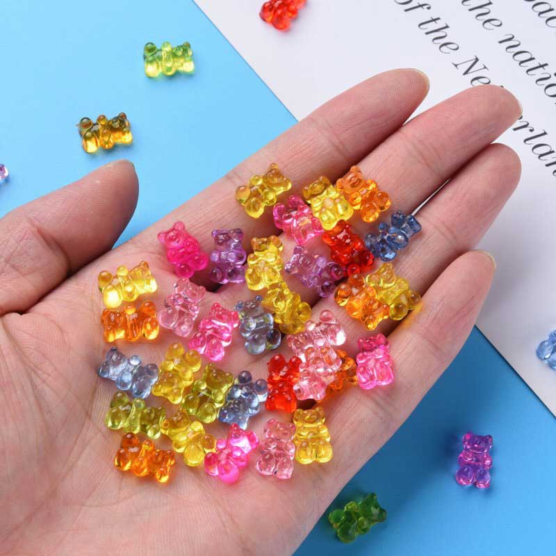 Acrylic Beads - 12mm - Gummy Bears - Assorted Transparent Colors (20)