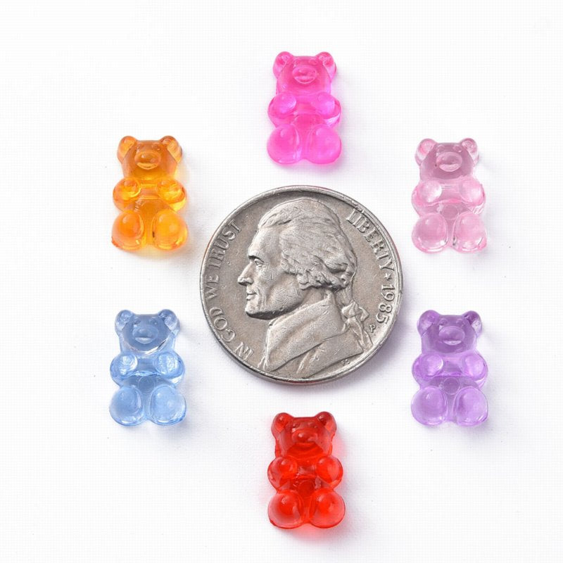 Acrylic Beads - 12mm - Gummy Bears - Assorted Transparent Colors (20)