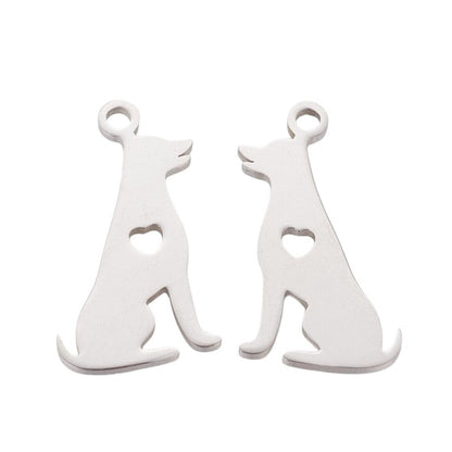 Sitting Dog w Heart Charm   Stainless Each