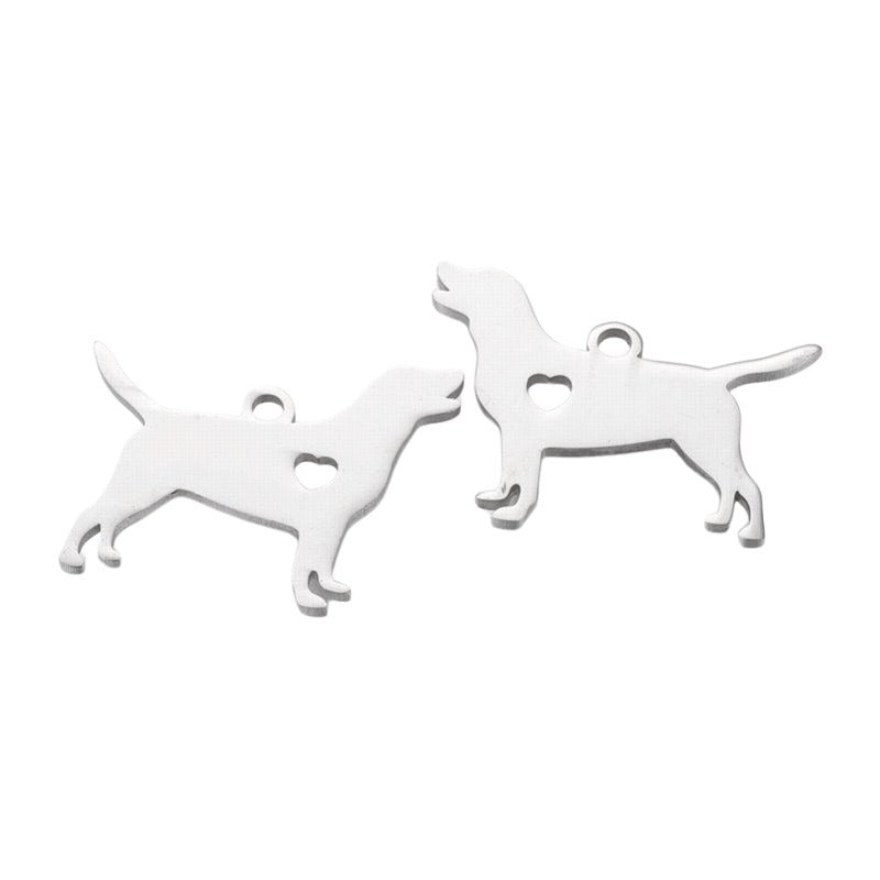 Barking Lab w Heart Charm   Stainless Each