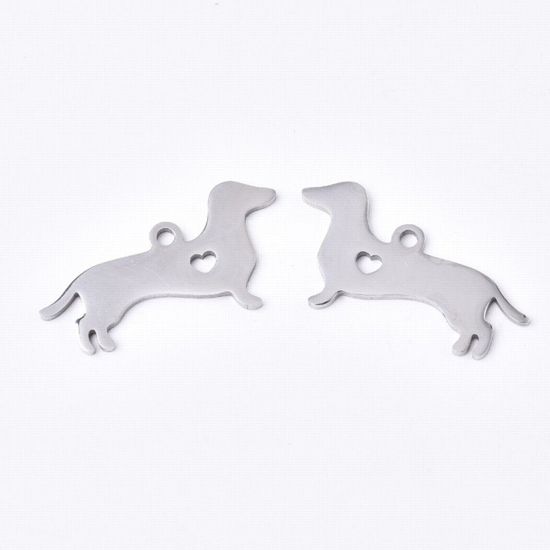 Dachsie w Heart Charm    Stainless Each