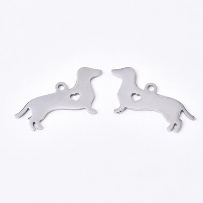 Dachsie w Heart Charm    Stainless Each