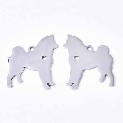 Spitz w Heart Charm   Stainless Steel Each