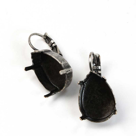 Setting for Pointed Back Rhinestone - ID 13x18mm Pear - Leverback Earring - Anti