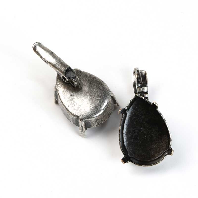 Setting for Pointed Back Rhinestone - ID 13x18mm Pear - Leverback Earring - Anti