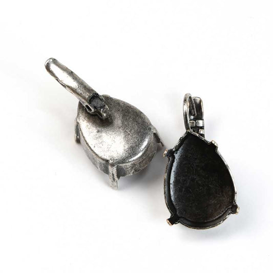 Setting for Pointed Back Rhinestone - ID 13x18mm Pear - Leverback Earring - Anti